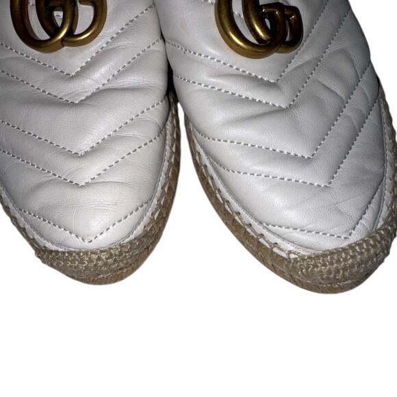 Gucci Quilted White Marmont Espadrille Mules Size 38 - Picture 7 of 12